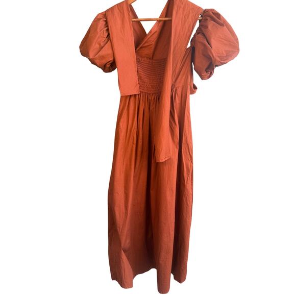 Nasty Gal NWT halter cut out puff sleeve maxi dress in rust gorgeous size 2 - Picture 7 of 9
